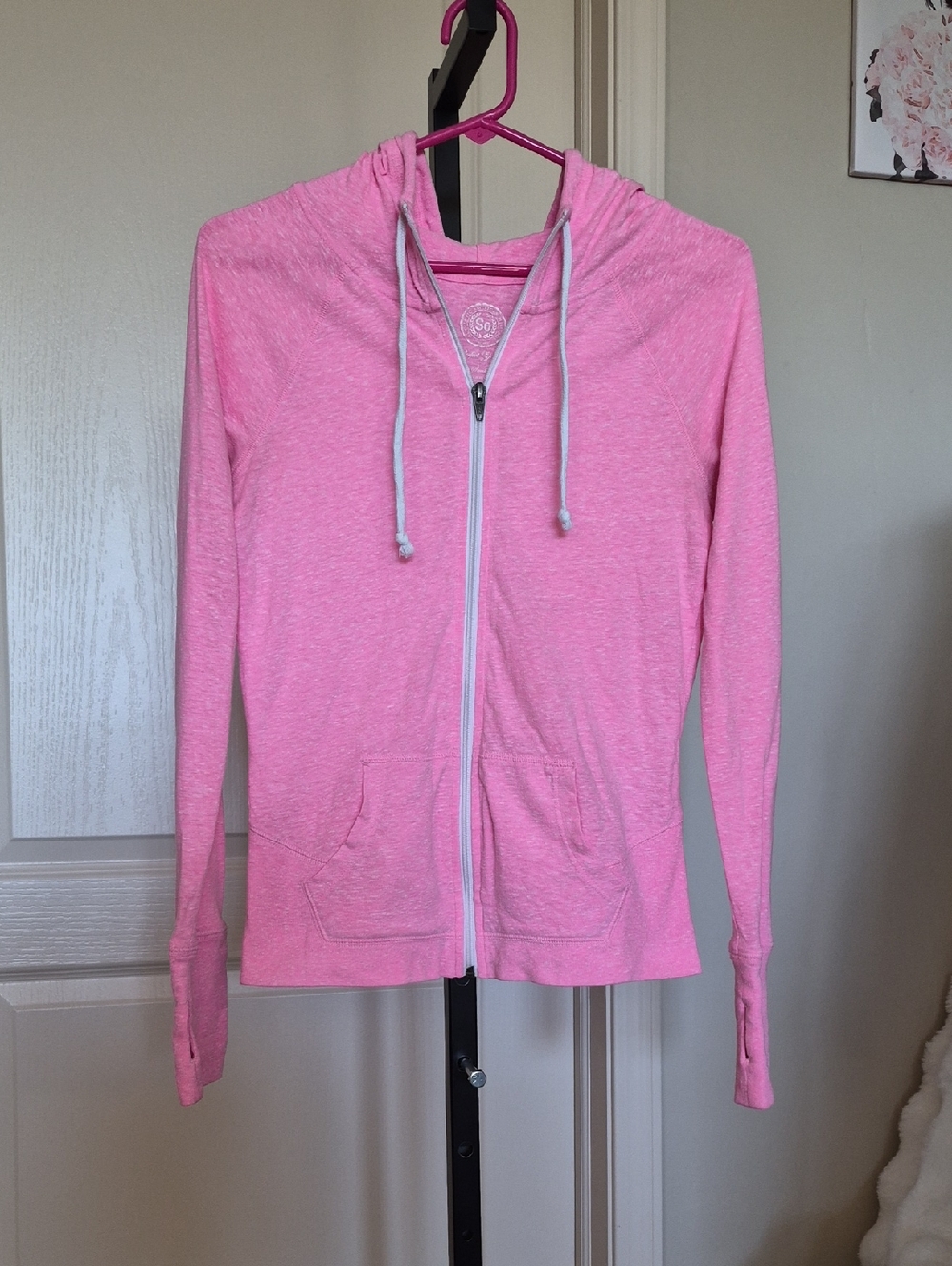 SO Brand Women's Pink Heathered Zip-Up Hoodie Soft and Comfy Size S